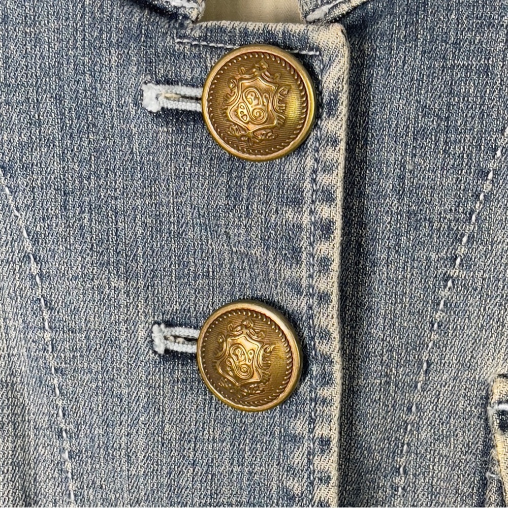 Chelsea & Theodore Cropped Military Style Denim Jacket Size M - Picture 11 of 12